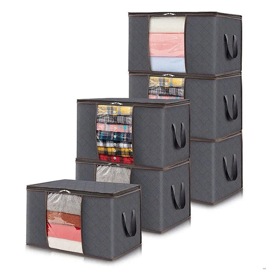 6pcs/set Clothes Storage Bags Upgraded Foldable Fabric Storage Bags Storage Containers For Organizing Bedroom.  Facile pratique