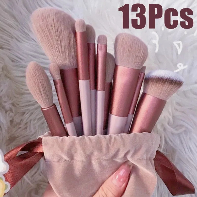 13PCS pinceaux de maquillage ensemble ombre à paupières fond de teint femmes pinceau cosmétique fard à paupières Blush beauté doux maquillage outils sac