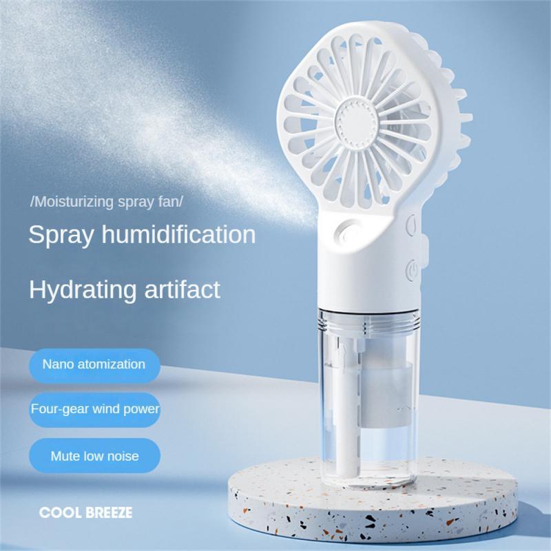 Humidification par pulvérisation à forte puissance, petit ventilateur à brume, chargement USB, ventilateur portable, ventilateur glacé et rafraîchissant, supplément d'eau